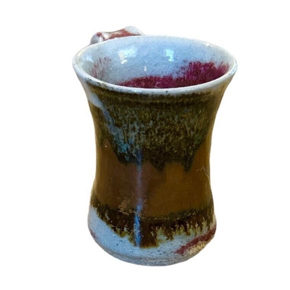 Small Hand-Thrown Ceramic Glaze-Dripped Sipping Mug or Pitcher - Picture 2 of 5
